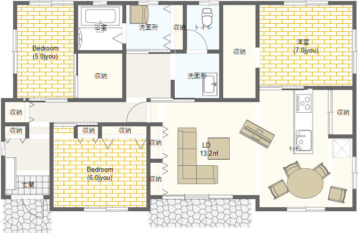 シニアのための小さな平屋３ldk 南玄関 シニアのための平家間取り図 理想の小さな平家を追求するブログ